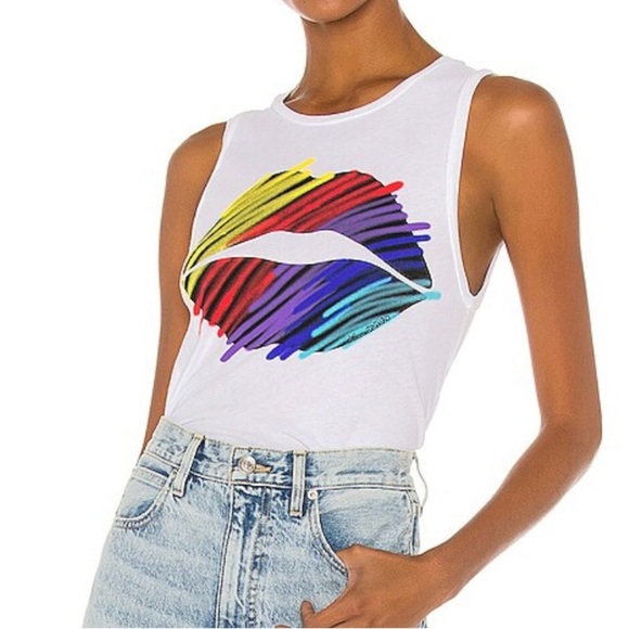 LAUREN MOSHI ASHLIN TANK GRAPHIC ON FRONT AND BACK LARGE - Picture 1 of 8